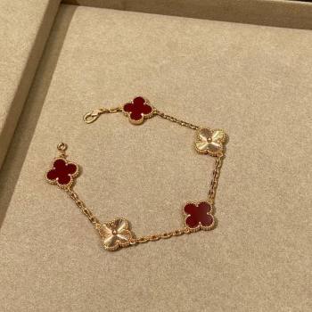 Van Cleef Arpels Alhambra Bracelet, 5 Motifs Red/Gold 2025 0619 (YF-250619084)