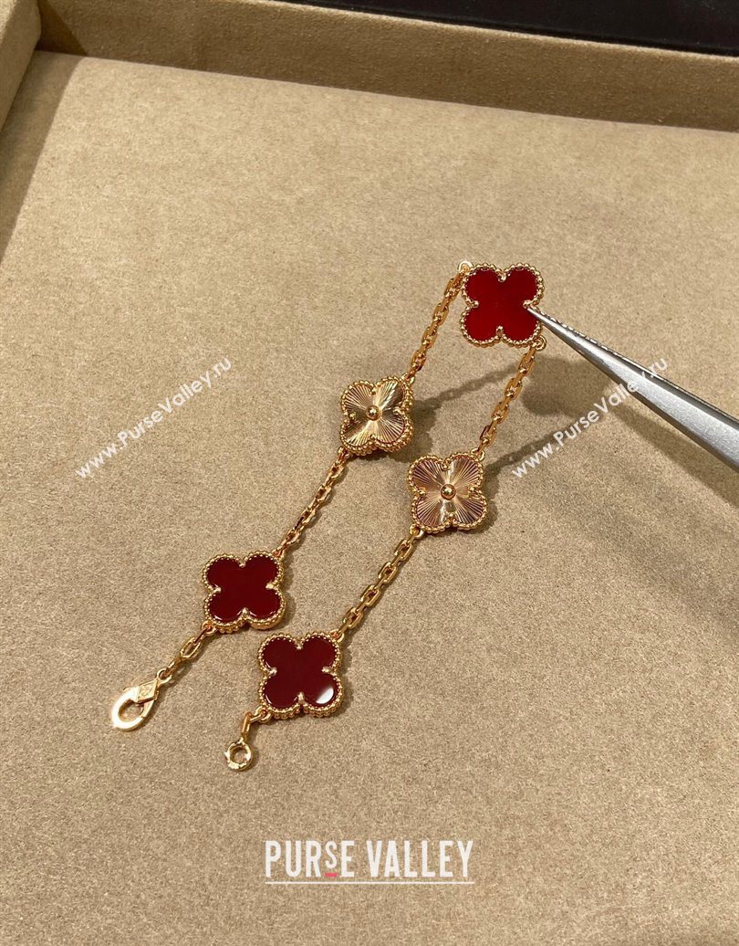 Van Cleef Arpels Alhambra Bracelet, 5 Motifs Red/Gold 2025 0619 (YF-250619084)