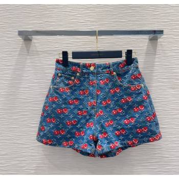 LV x TM Cherry Denim Shorts LT061928 2025 (QI-250620001)