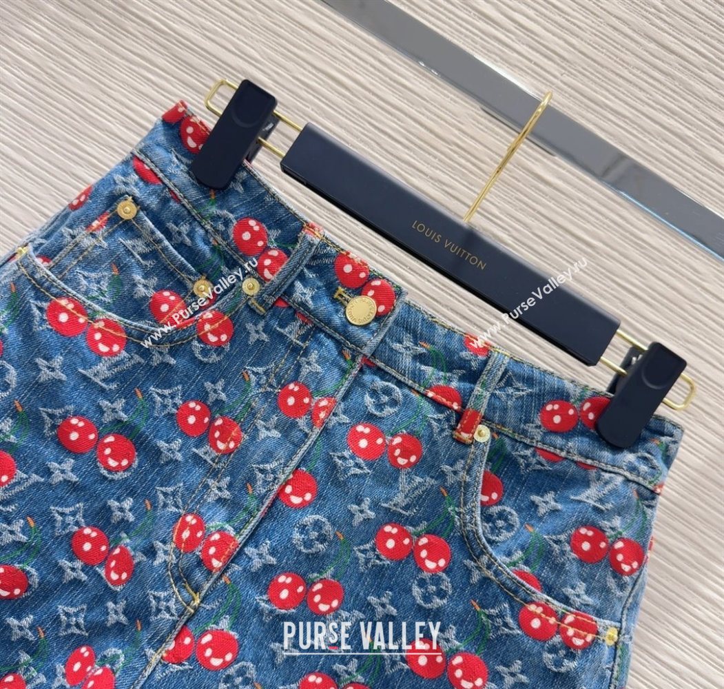 LV x TM Cherry Denim Shorts LT061928 2025 (QI-250620001)