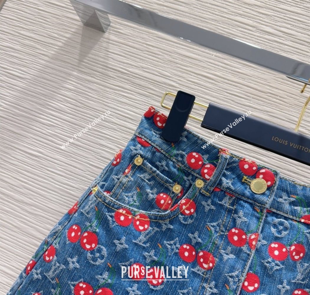 LV x TM Cherry Denim Shorts LT061928 2025 (QI-250620001)