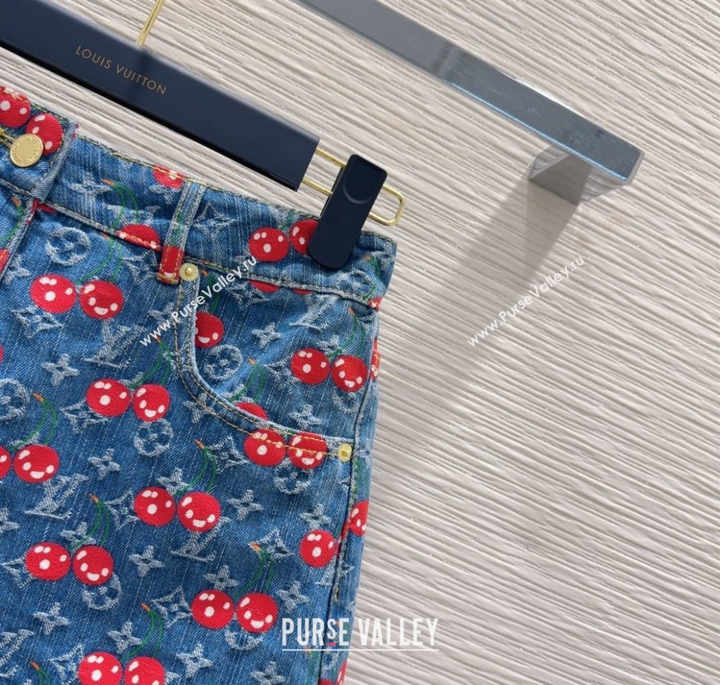 LV x TM Cherry Denim Shorts LT061928 2025 (QI-250620001)
