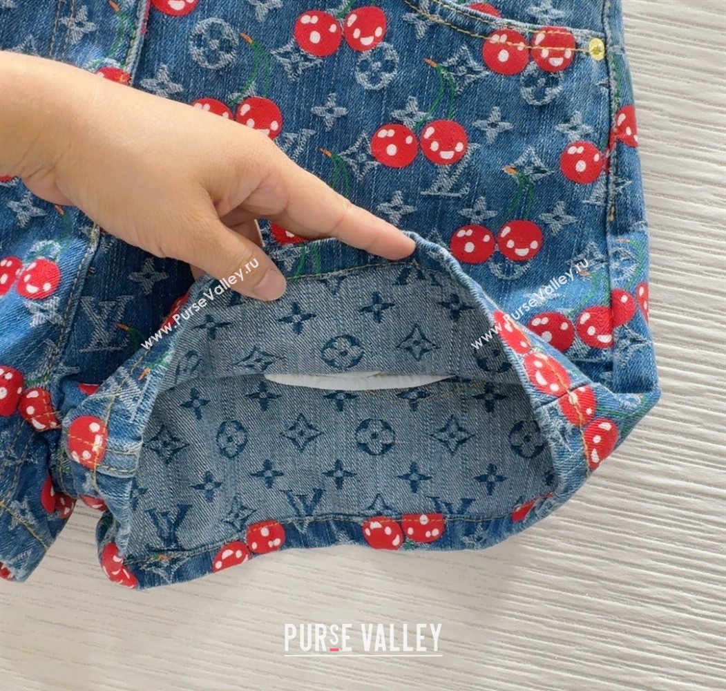 LV x TM Cherry Denim Shorts LT061928 2025 (QI-250620001)