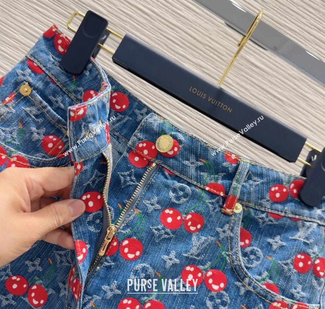 LV x TM Cherry Denim Shorts LT061928 2025 (QI-250620001)