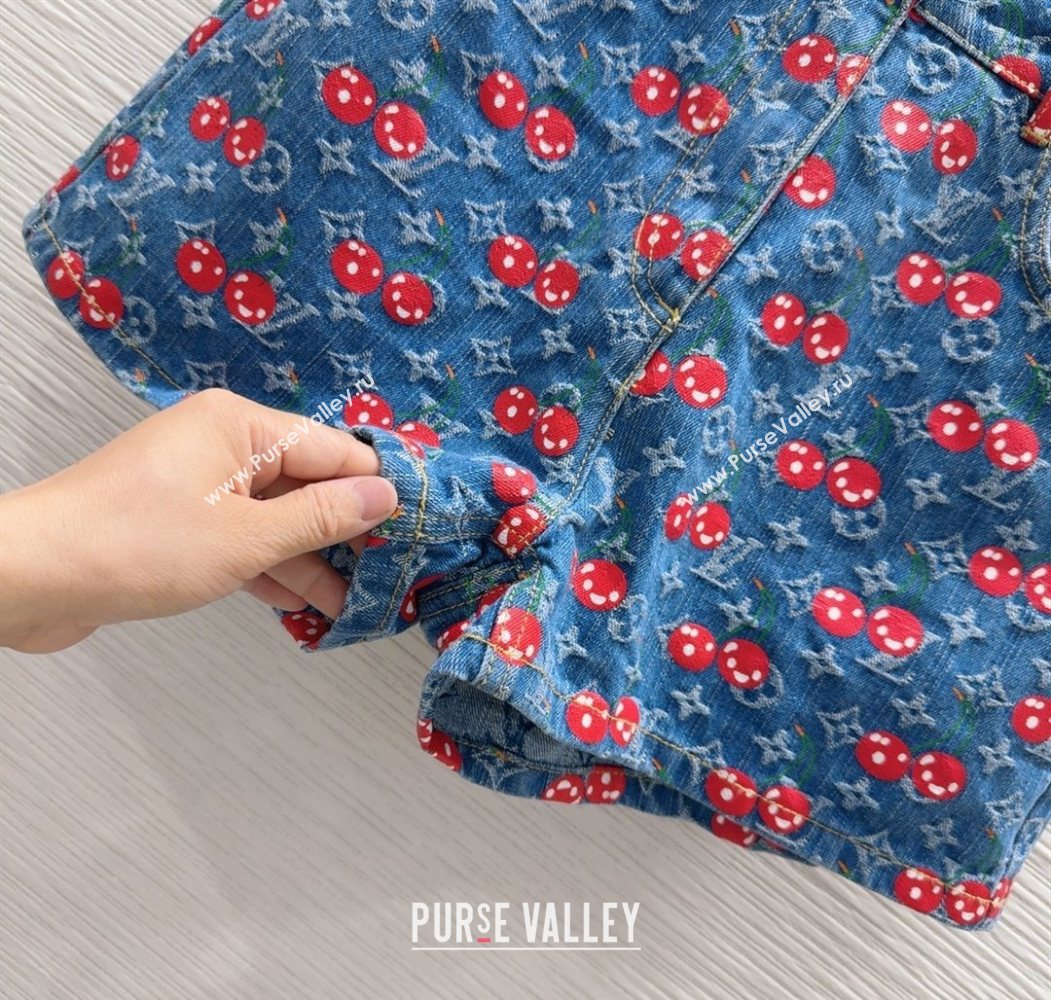 LV x TM Cherry Denim Shorts LT061928 2025 (QI-250620001)