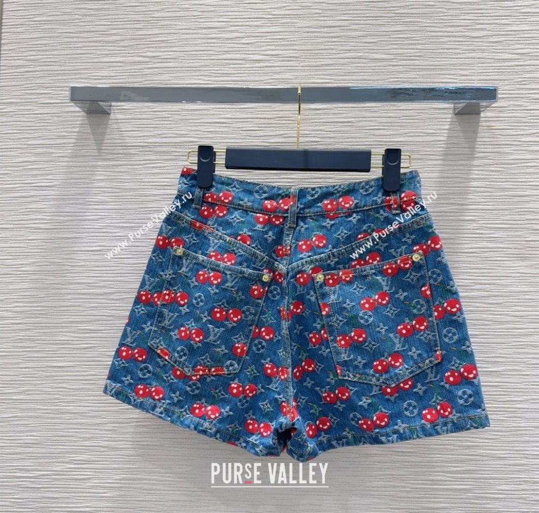 LV x TM Cherry Denim Shorts LT061928 2025 (QI-250620001)