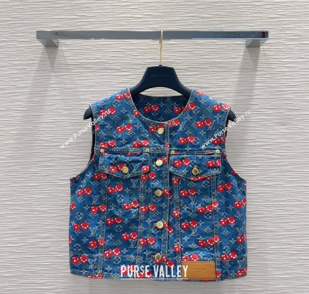LV x TM Cherry Denim Vest LT061928 2025 (QI-250620003)