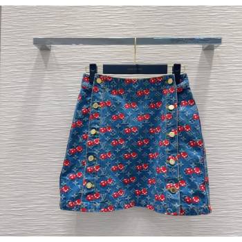 LV x TM Cherry Denim Mini Skirt LT061928 2025 (QI-250620004)