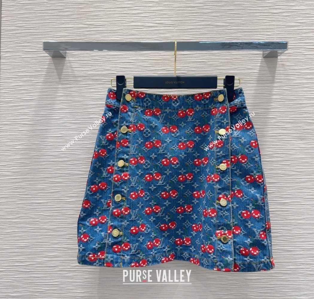 LV x TM Cherry Denim Mini Skirt LT061928 2025 (QI-250620004)