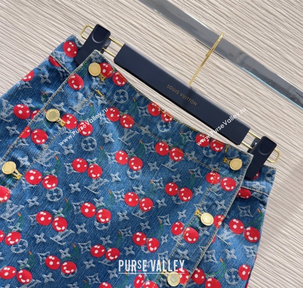 LV x TM Cherry Denim Mini Skirt LT061928 2025 (QI-250620004)