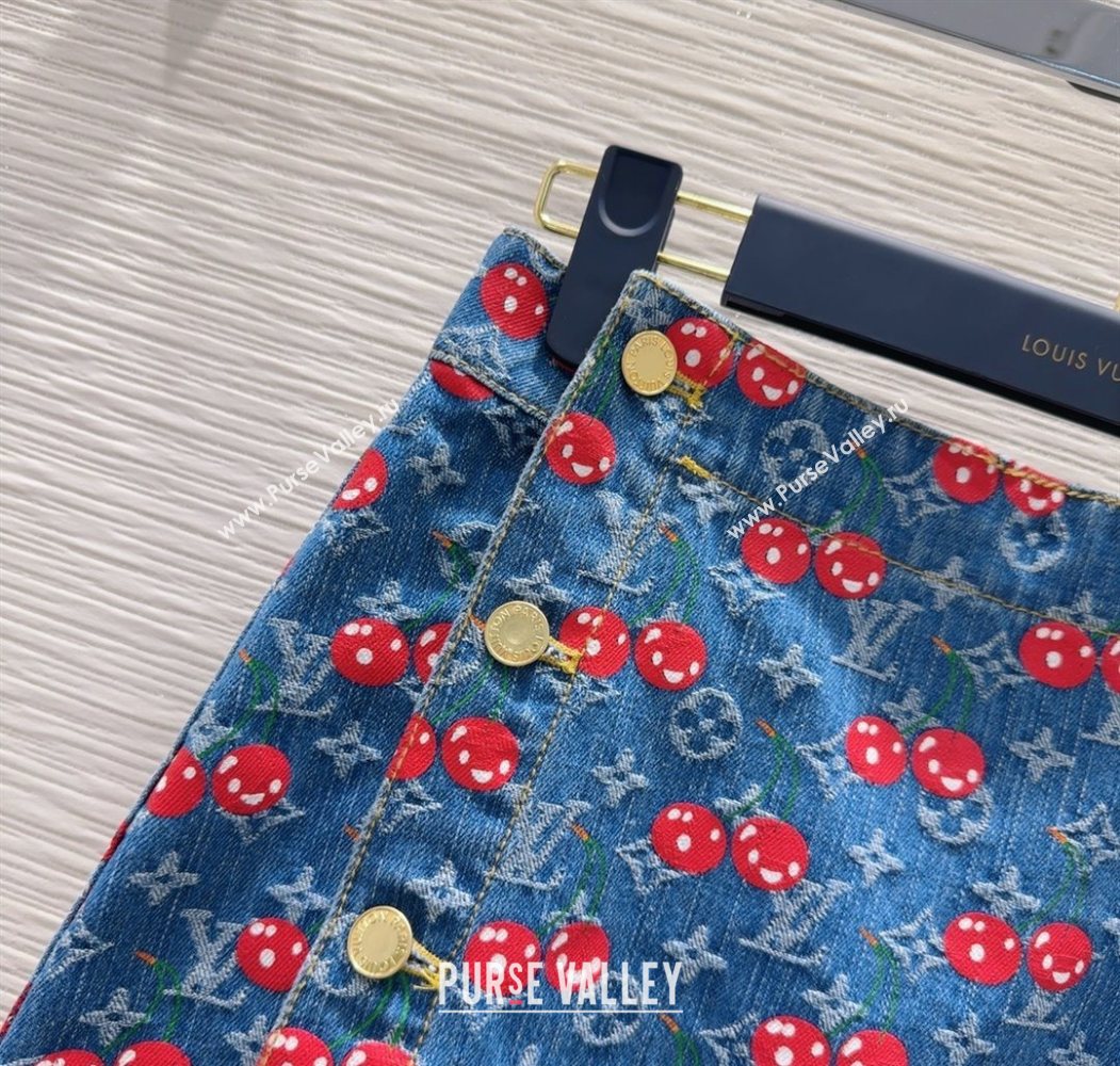 LV x TM Cherry Denim Mini Skirt LT061928 2025 (QI-250620004)