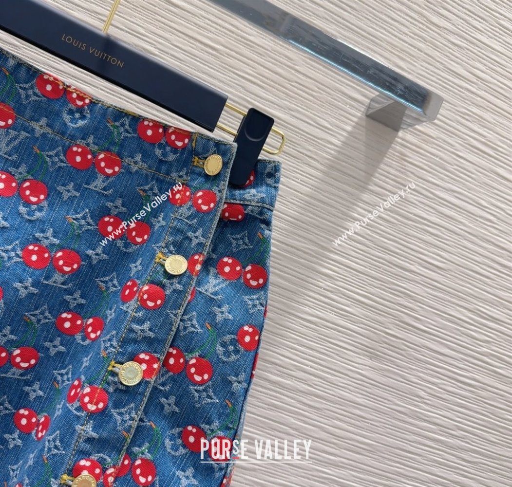 LV x TM Cherry Denim Mini Skirt LT061928 2025 (QI-250620004)