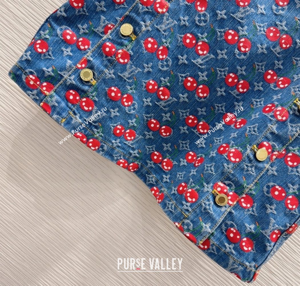 LV x TM Cherry Denim Mini Skirt LT061928 2025 (QI-250620004)