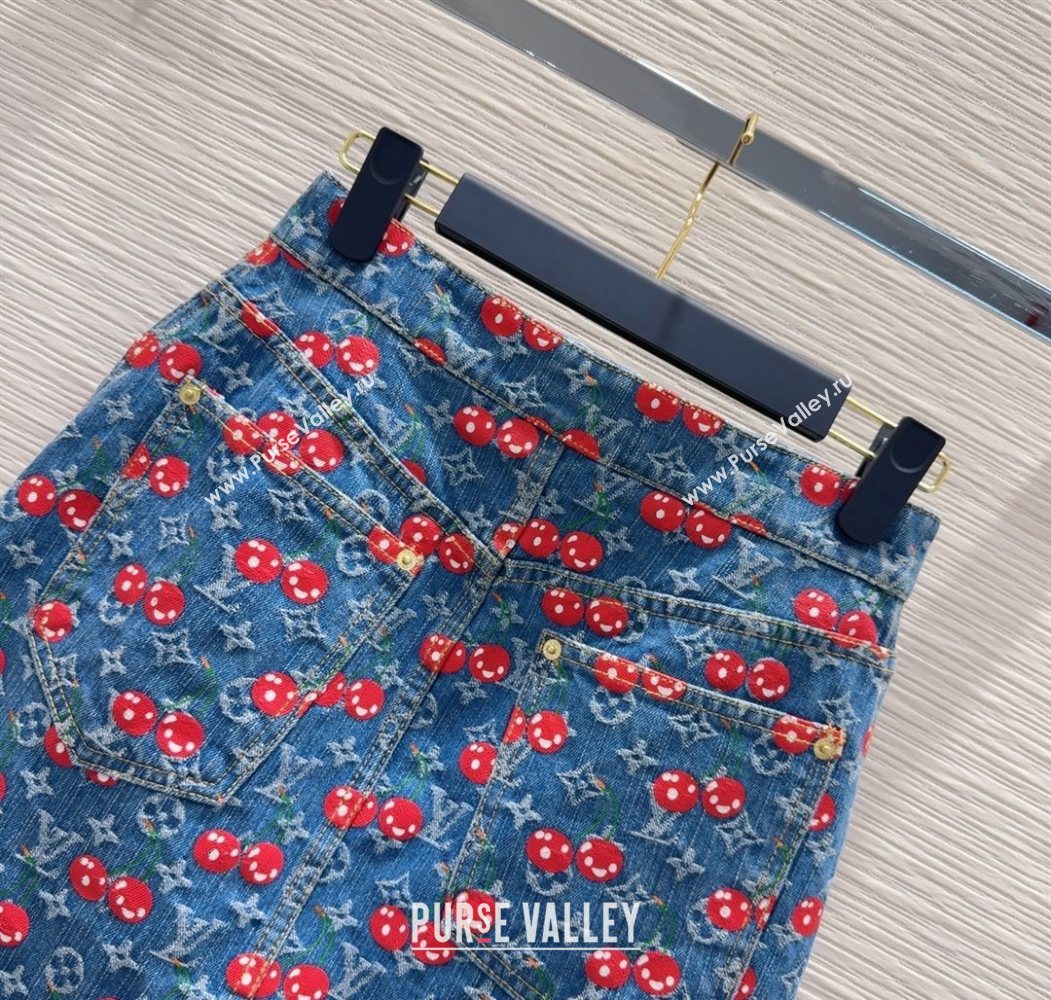 LV x TM Cherry Denim Mini Skirt LT061928 2025 (QI-250620004)