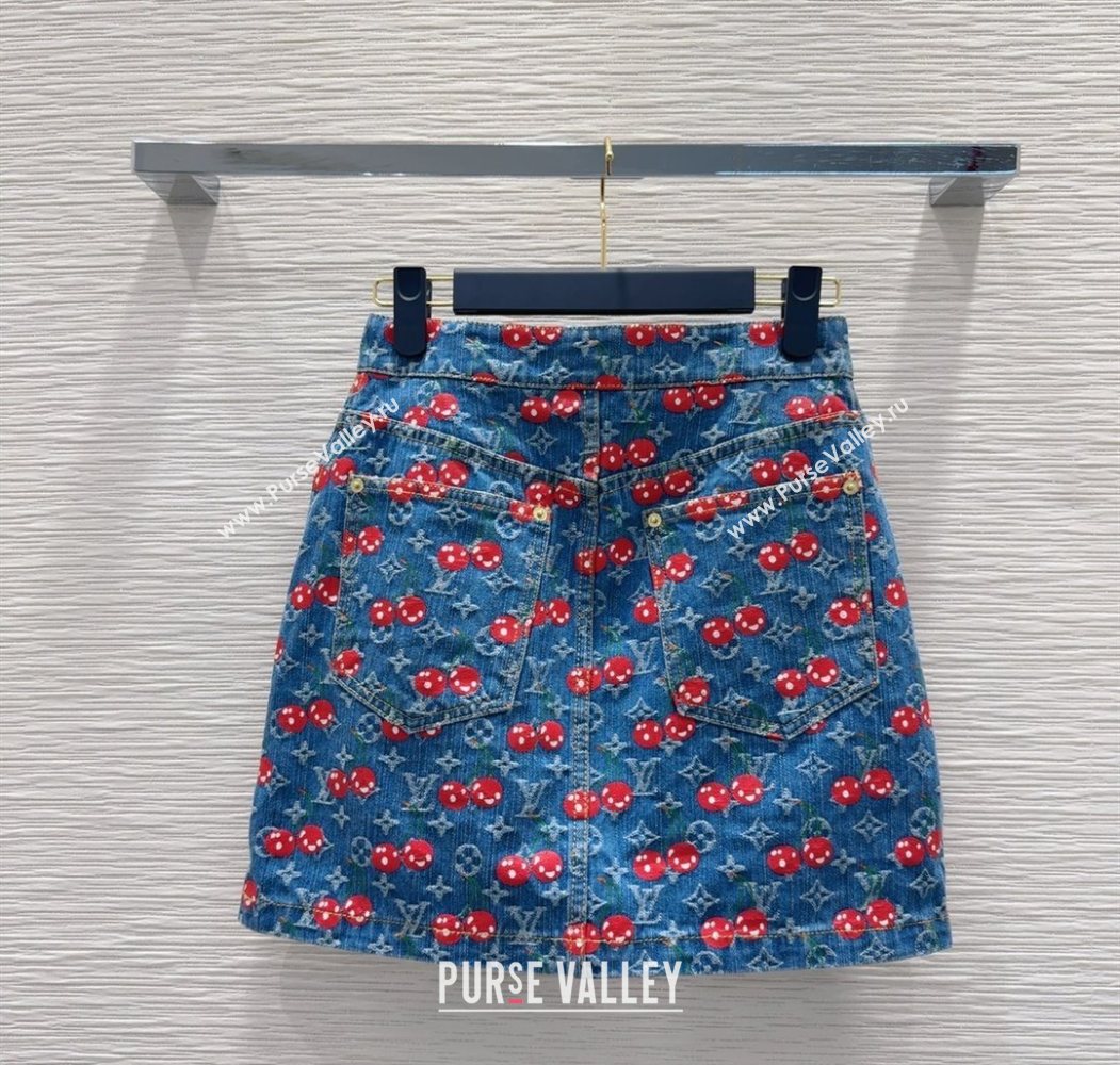 LV x TM Cherry Denim Mini Skirt LT061928 2025 (QI-250620004)