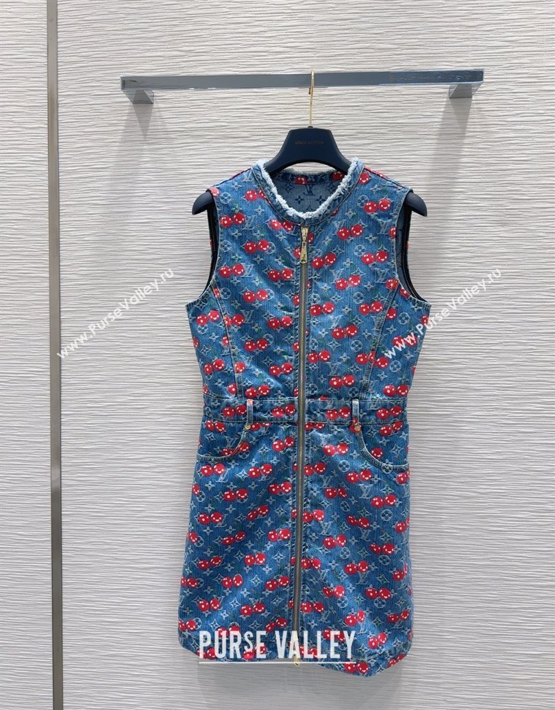 LV x TM Cherry Denim Dress LT061928 2025 (QI-250620005)