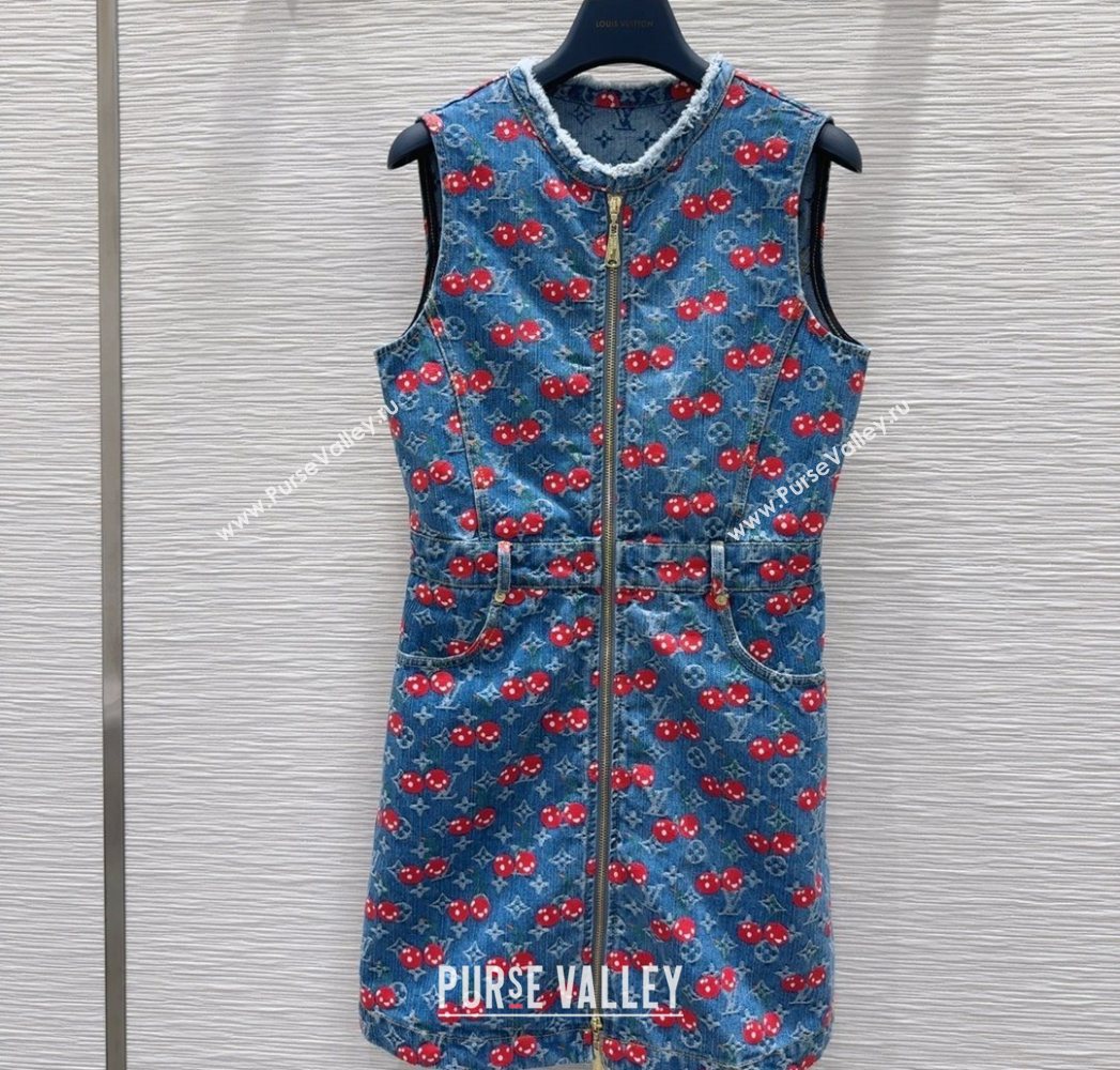 LV x TM Cherry Denim Dress LT061928 2025 (QI-250620005)