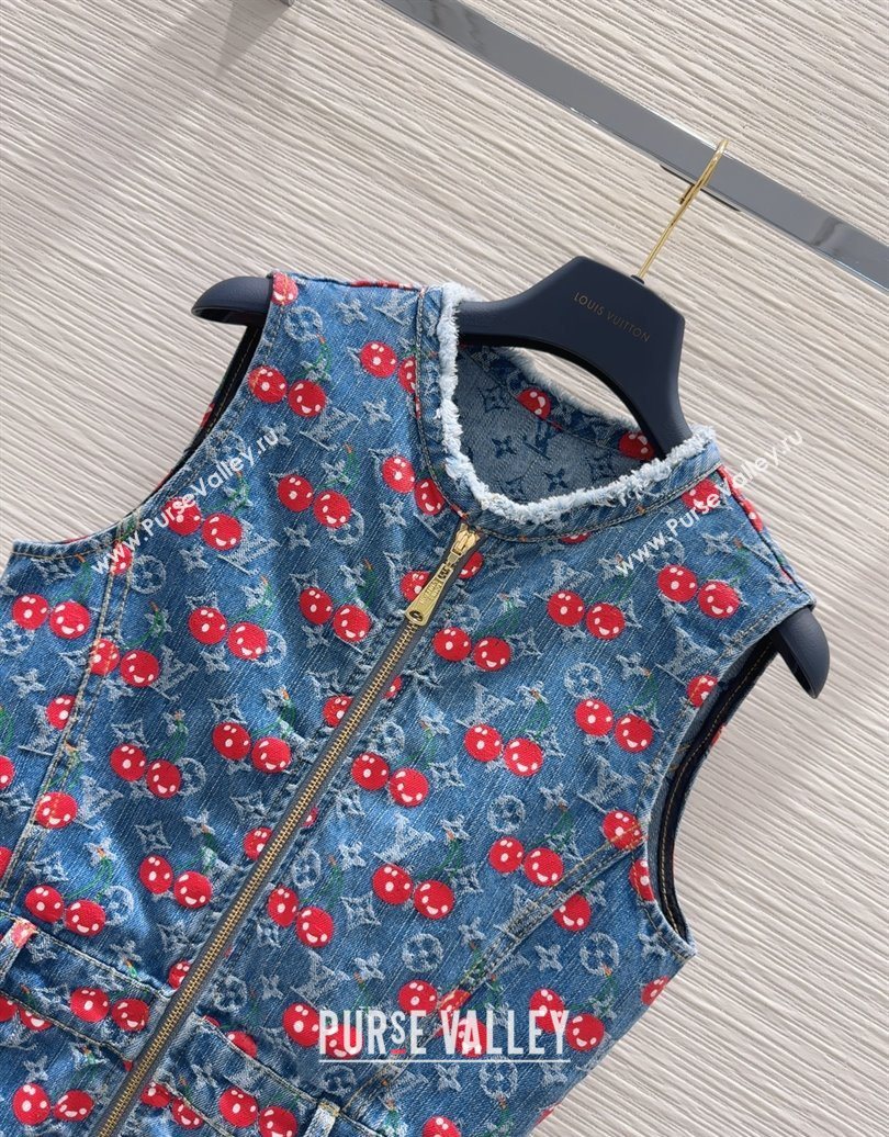 LV x TM Cherry Denim Dress LT061928 2025 (QI-250620005)
