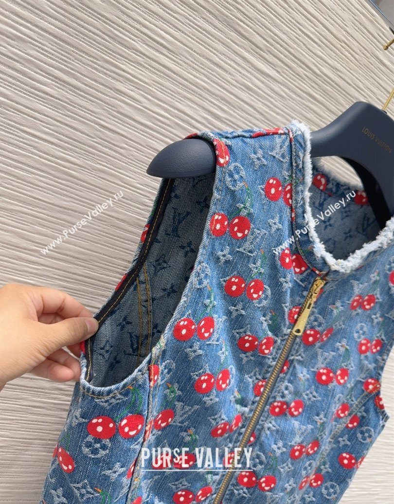 LV x TM Cherry Denim Dress LT061928 2025 (QI-250620005)