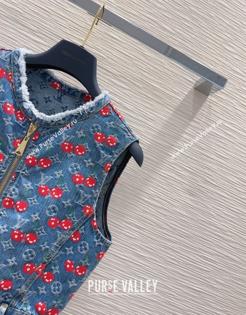 LV x TM Cherry Denim Dress LT061928 2025 (QI-250620005)