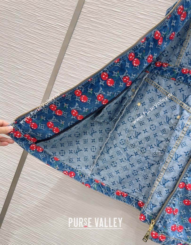 LV x TM Cherry Denim Dress LT061928 2025 (QI-250620005)