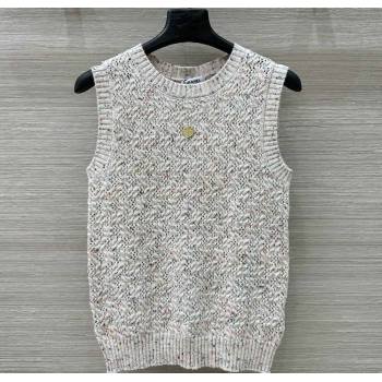 Chanel Cashmere Blend Knit Vest White 2025 0620 (QI-250620018)