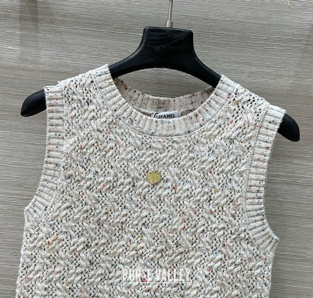 Chanel Cashmere Blend Knit Vest White 2025 0620 (QI-250620018)