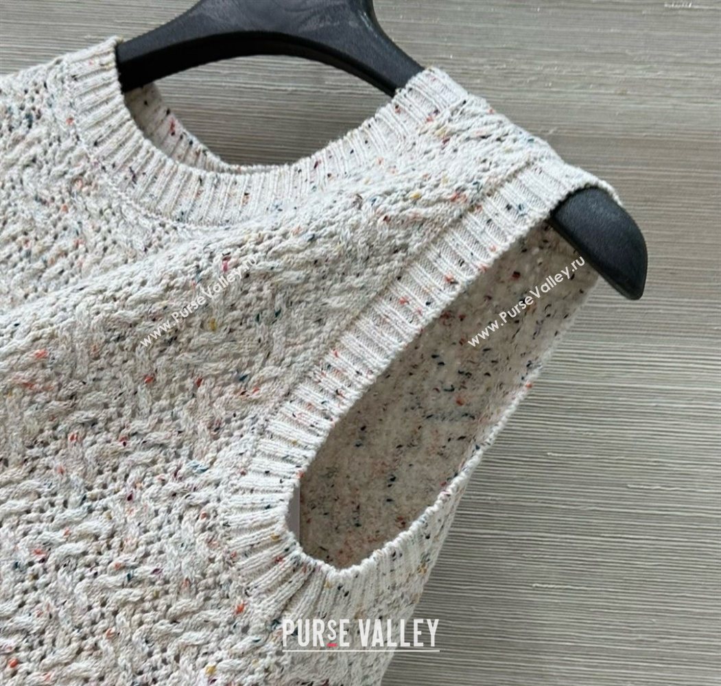 Chanel Cashmere Blend Knit Vest White 2025 0620 (QI-250620018)