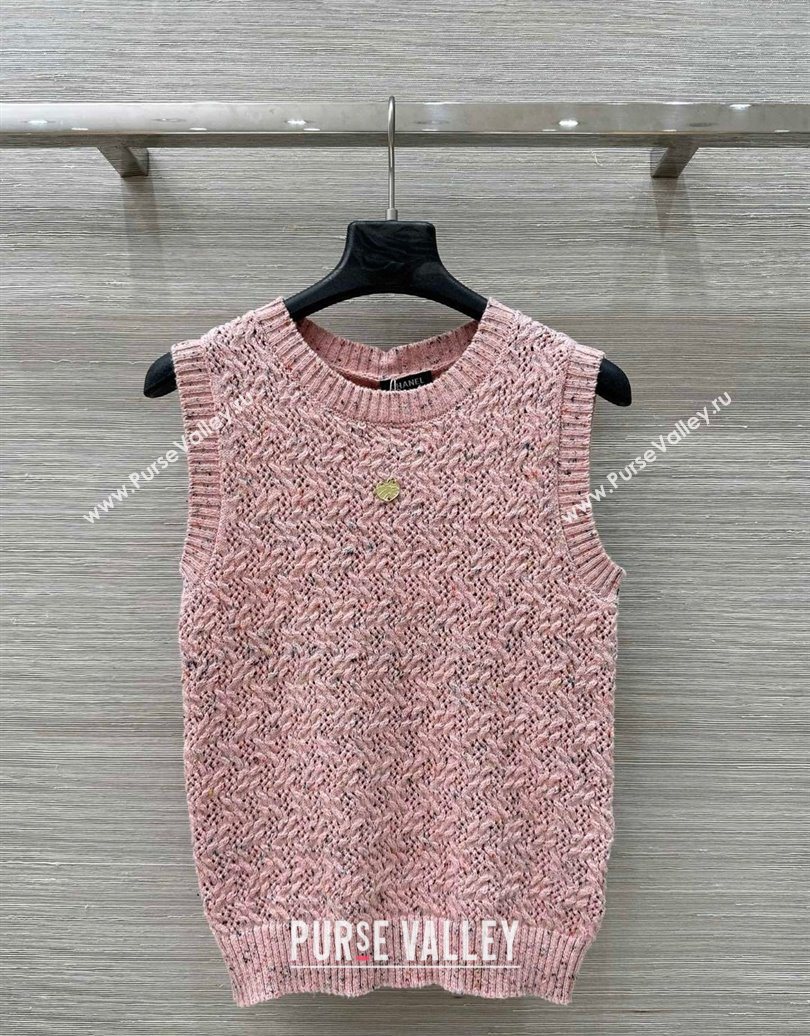 Chanel Cashmere Blend Knit Vest Pink 2025 0620 (QI-250620019)