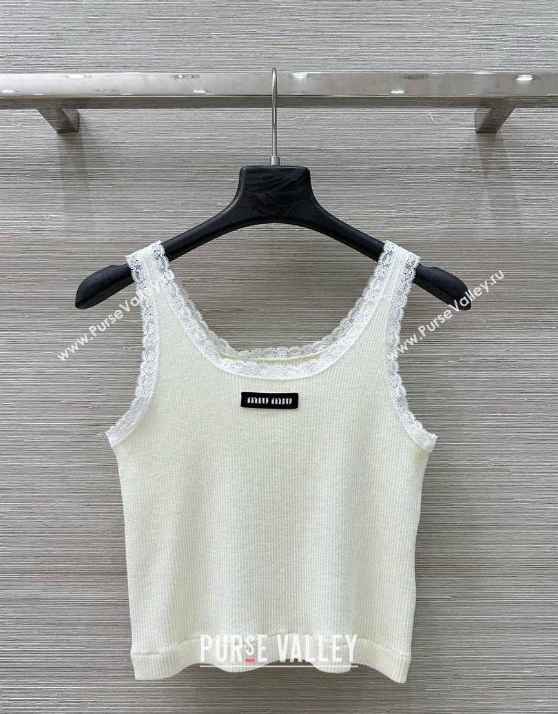 Miu Miu Wool Knit Short Vest White 2025 0620 (QI-250620026)