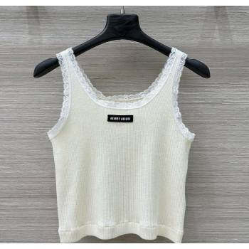 Miu Miu Wool Knit Short Vest White 2025 0620 (QI-250620026)