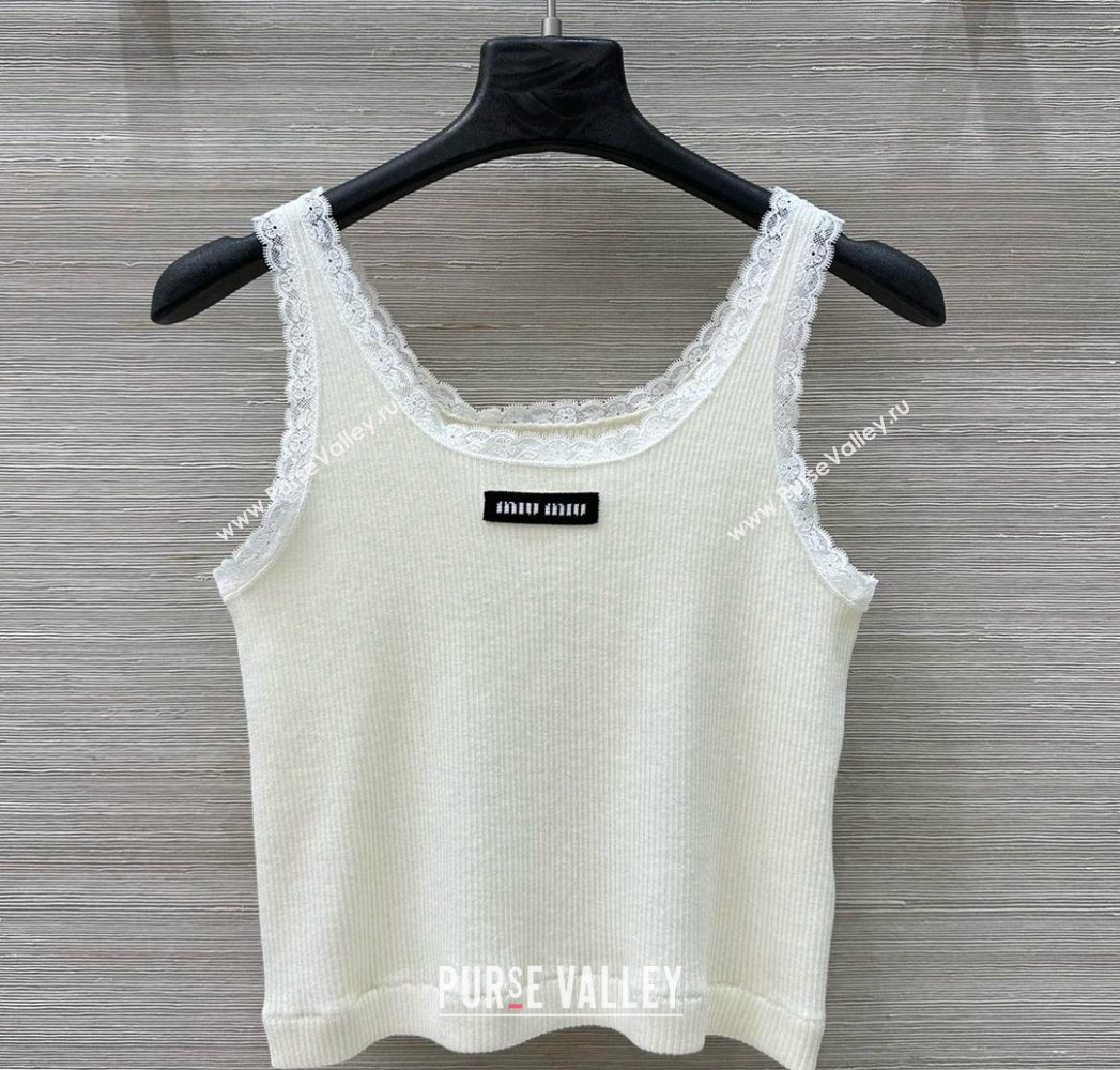 Miu Miu Wool Knit Short Vest White 2025 0620 (QI-250620026)
