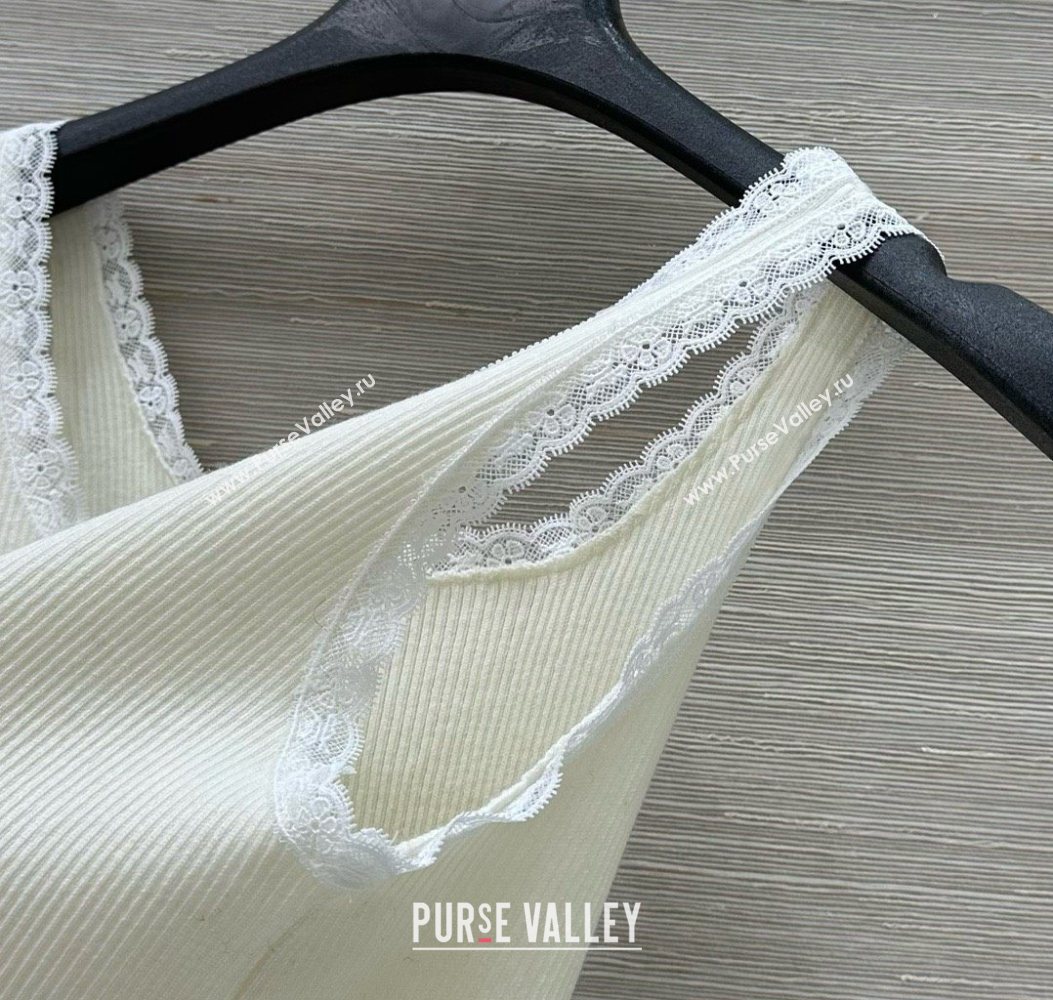Miu Miu Wool Knit Short Vest White 2025 0620 (QI-250620026)