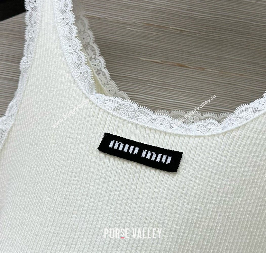 Miu Miu Wool Knit Short Vest White 2025 0620 (QI-250620026)