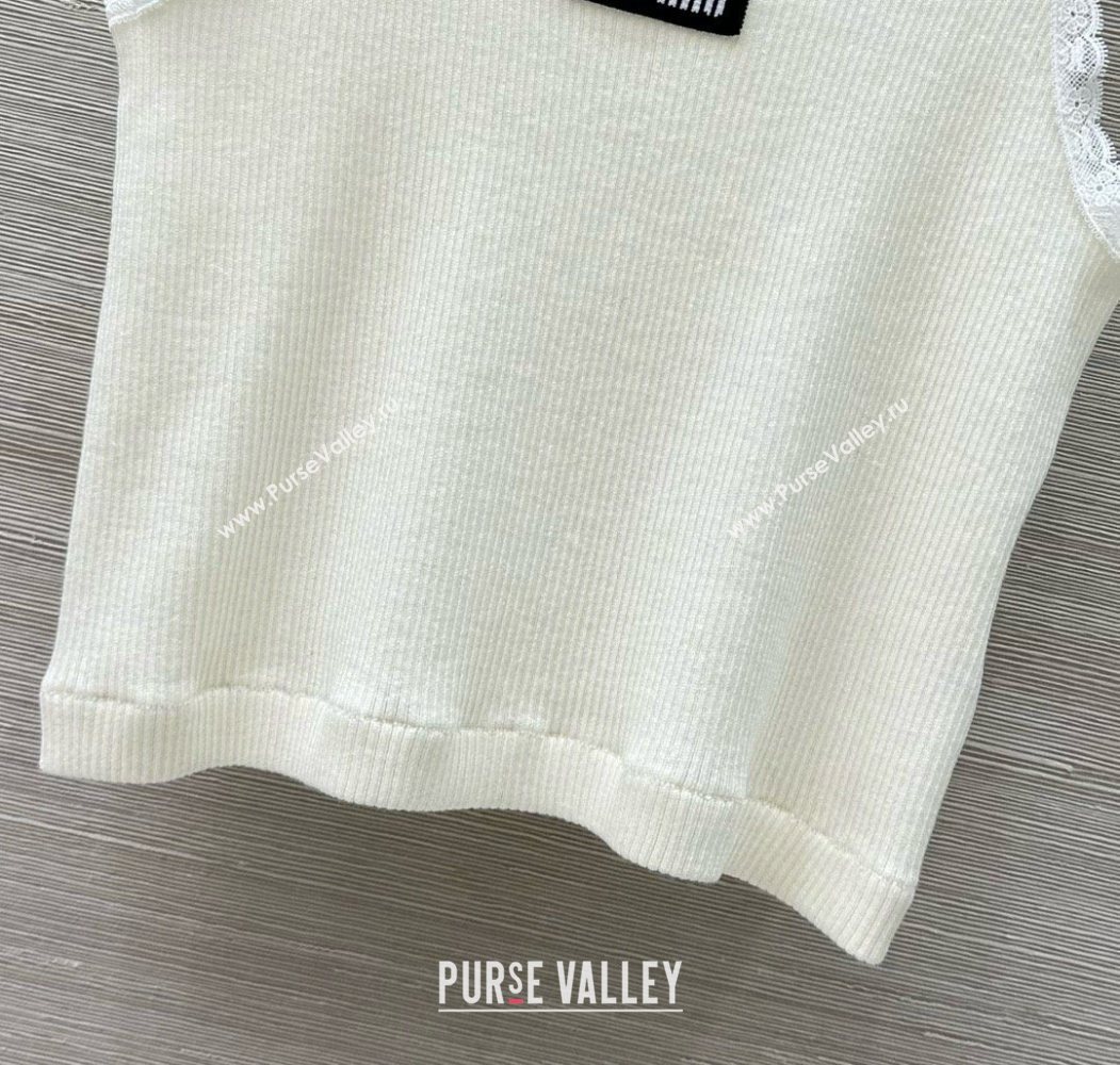 Miu Miu Wool Knit Short Vest White 2025 0620 (QI-250620026)