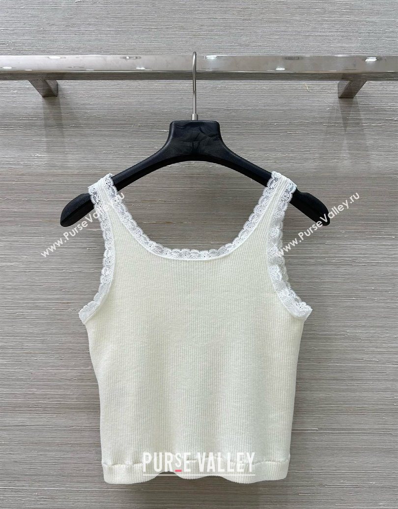 Miu Miu Wool Knit Short Vest White 2025 0620 (QI-250620026)