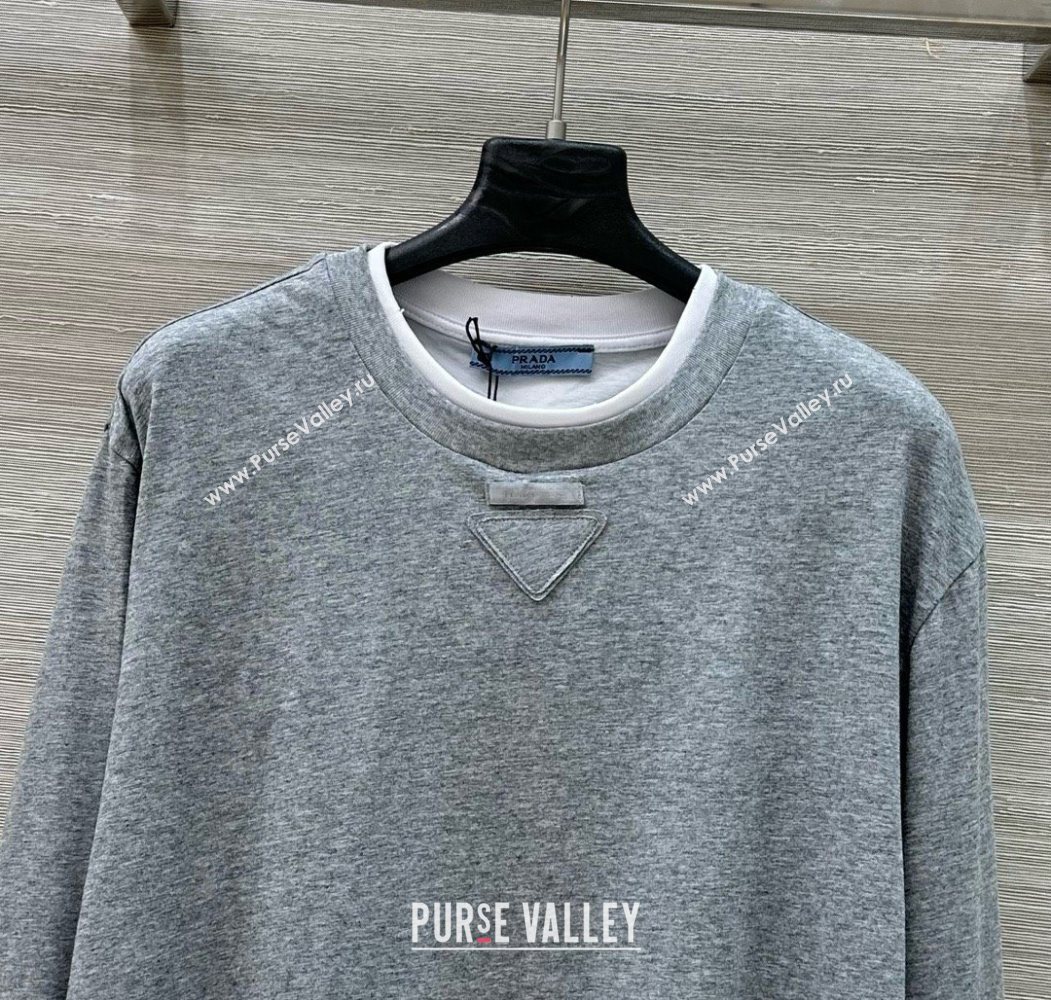 Prada Cotton Sweatshirt Grey 2025 0620 (QI-250620025)