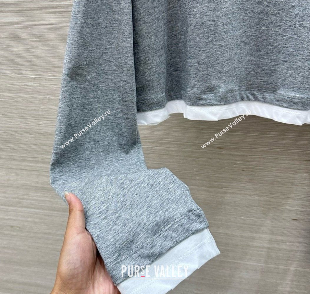 Prada Cotton Sweatshirt Grey 2025 0620 (QI-250620025)