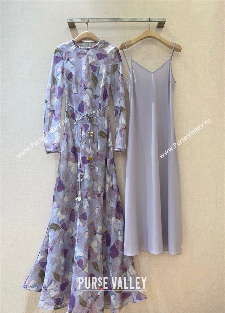 Zimmermann Linen Silk Long Dress Purple 2025 0620 (QI-250620030)