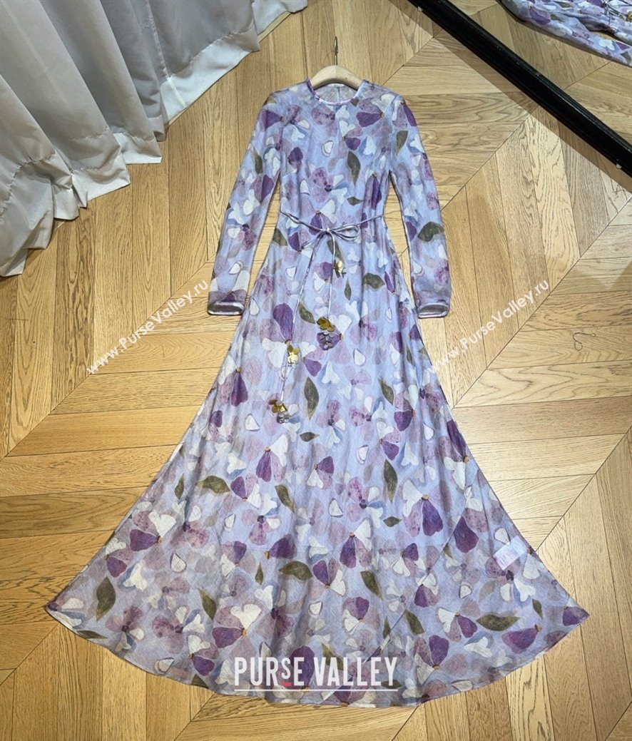 Zimmermann Linen Silk Long Dress Purple 2025 0620 (QI-250620030)