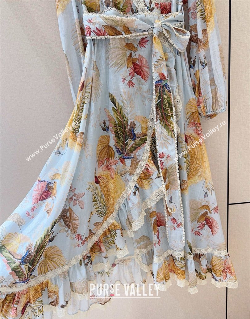 Zimmermann Printed Cotton Dress Blue 2025 0620 (QI-250620031)