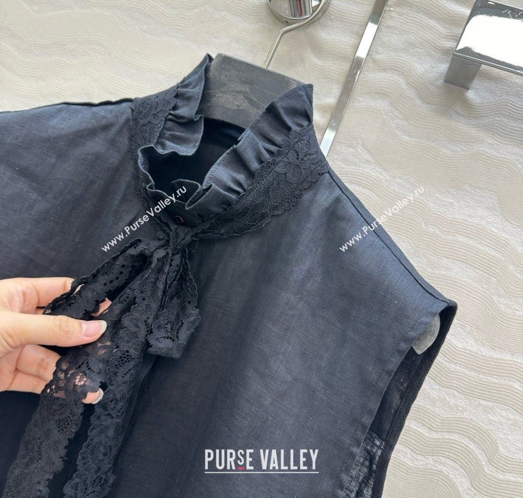 The Row Linen and Lace Vest Black 2025 0620 (QI-250620011)