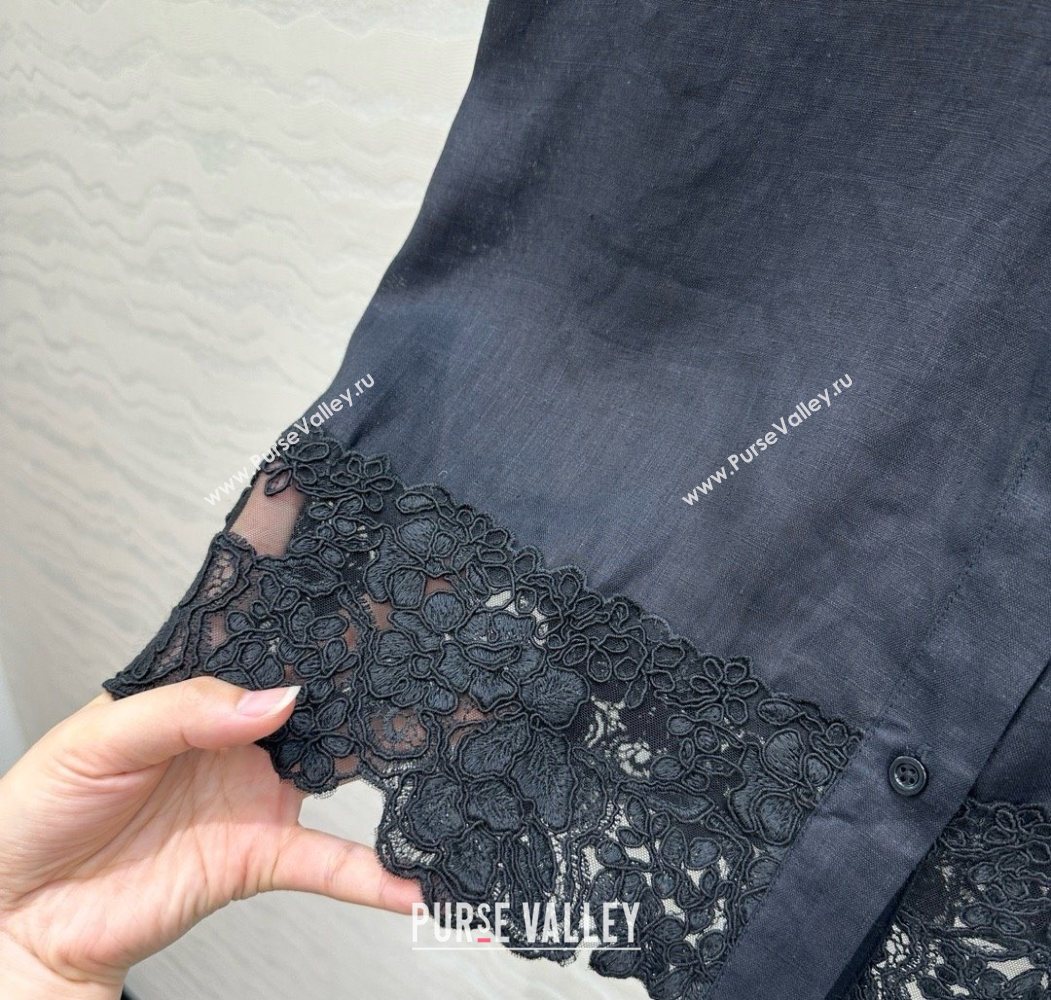 The Row Linen and Lace Vest Black 2025 0620 (QI-250620011)