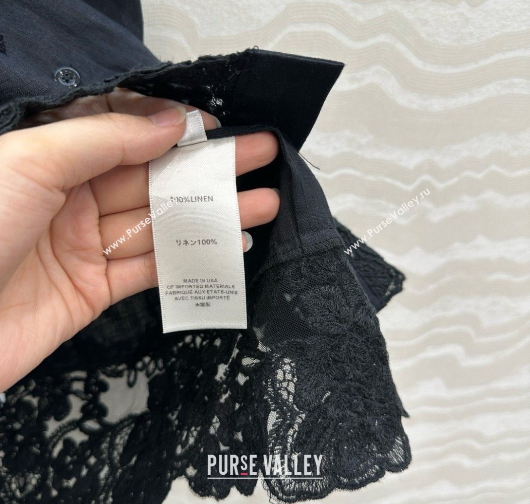 The Row Linen and Lace Vest Black 2025 0620 (QI-250620011)