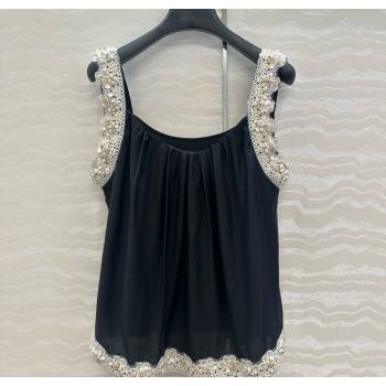 The Row Vest with Crochet Charm Black 2025 0620 (QI-250620013)