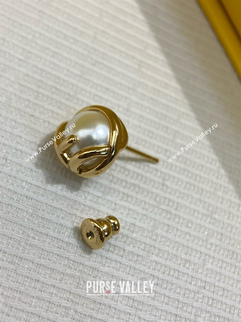 Fendi Pearls Earrings F070110 Gold 2025 (YF-25070110)