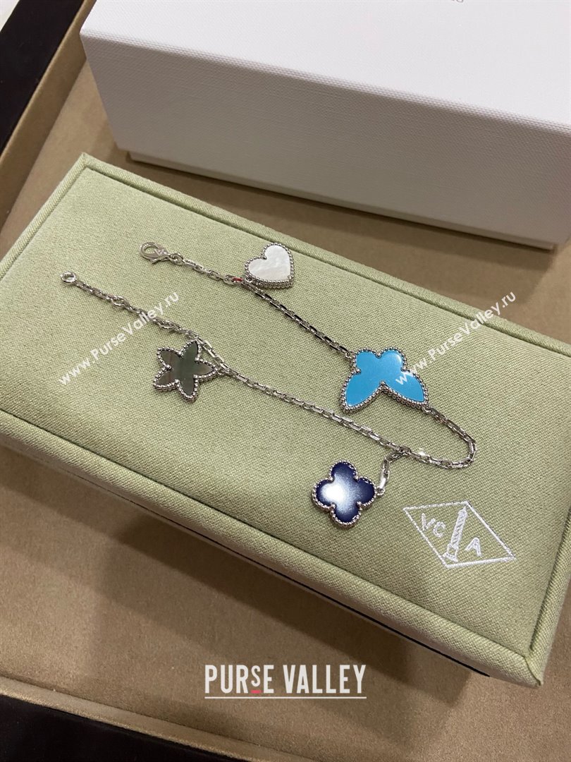 Van Cleef Arpels Lucky Bracelet 4 motifs Light Blue 2025 (YF-25070121)