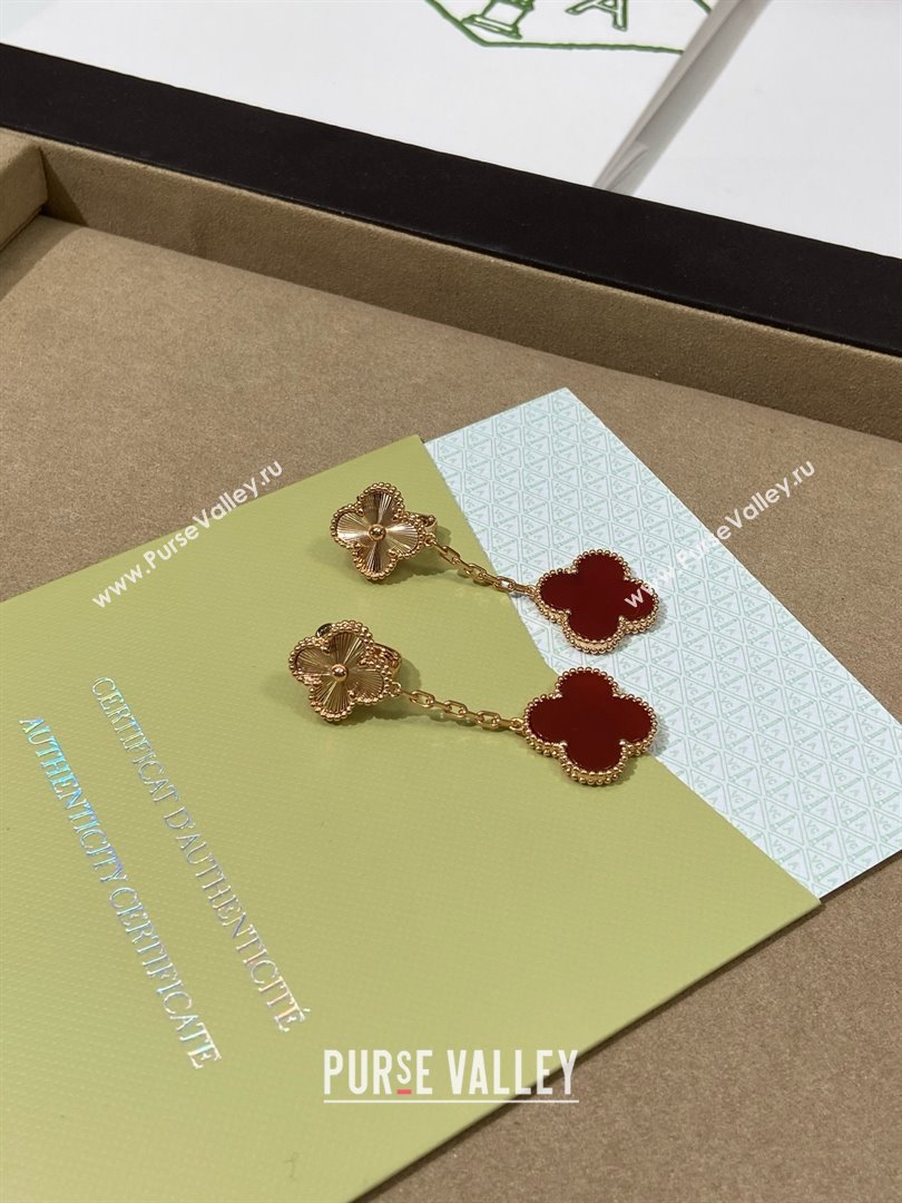 Van Cleef Arpels Alhambra Earrings 2 Motifs Gold/Red 2025 (YF-25070122)