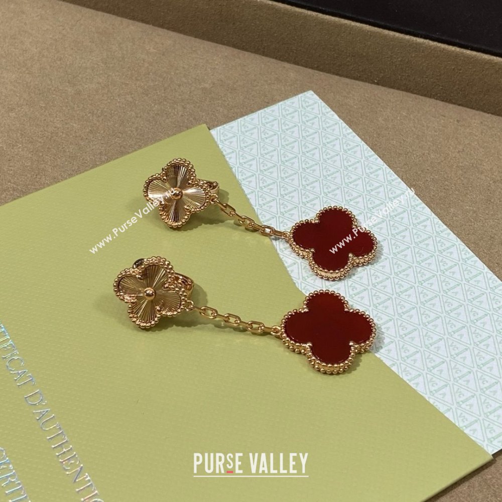 Van Cleef Arpels Alhambra Earrings 2 Motifs Gold/Red 2025 (YF-25070122)