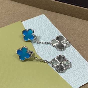 Van Cleef Arpels Alhambra Earrings 2 Motifs Blue/Silver 2025 (YF-25070202)